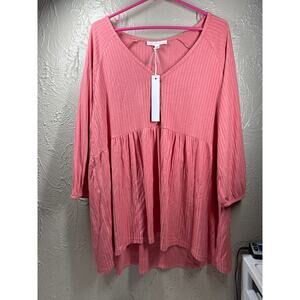 Jane + Delancey Boho Lagen Look Baby Doll‎ Top Shirt 3/4 Sleeve Tunic Size Large